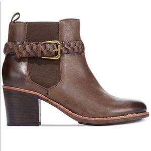 Sperry Liberty Chelsea Leather Pull On Braided Strap Ankle Booties